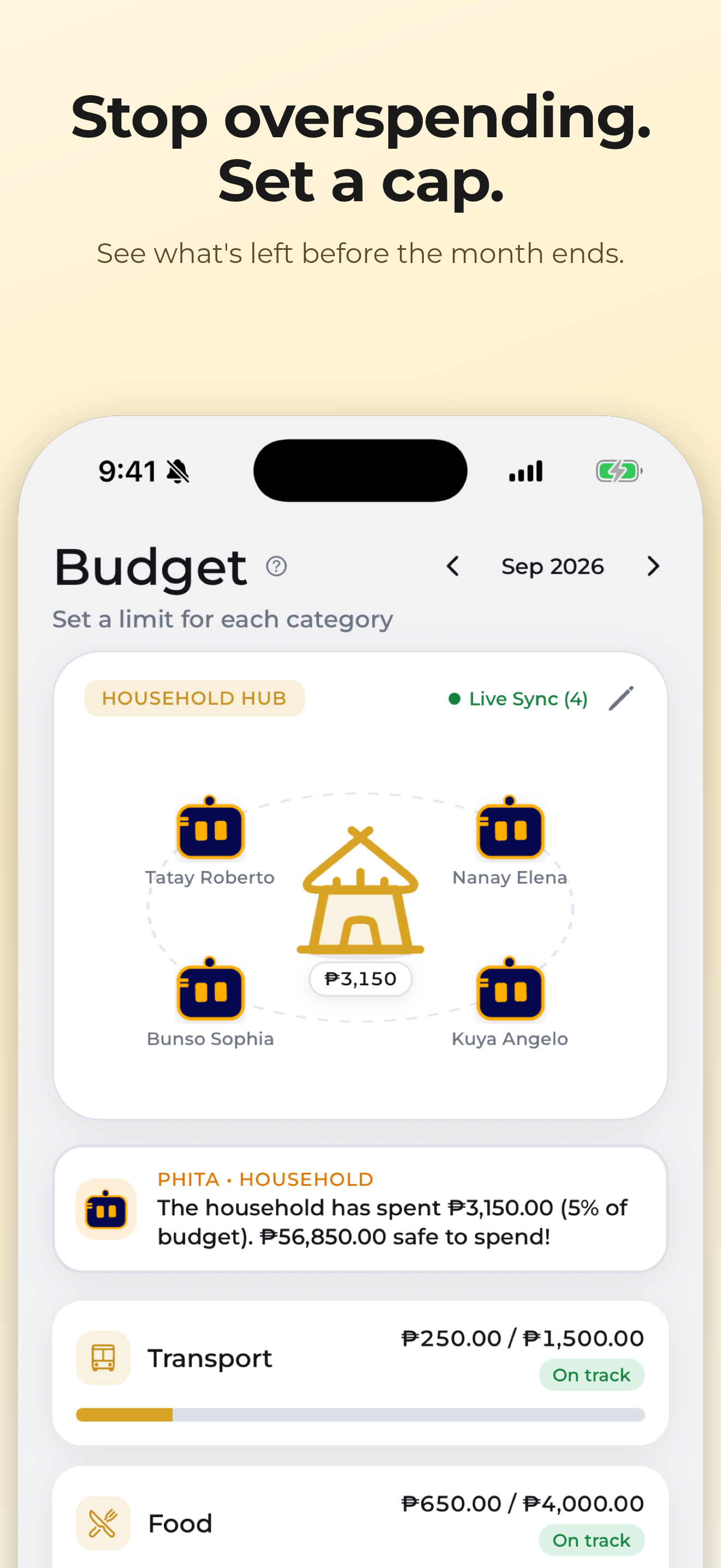 Stop overspending — set a budget cap and household hub